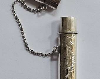 Sterling Silver Victorian Pencil Case Pendant Necklace, Discrete Storage or Pill Box on a 16 inch/40 cm Chain
