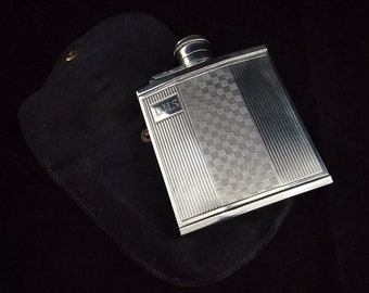 Sterling Silver Hip or Spirit Flask, 1926, Art Deco