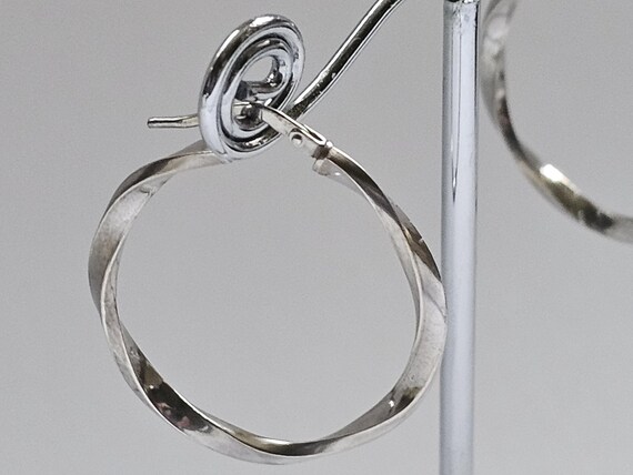 Sterling Silver Twisted Hoop Earrings, 30mm