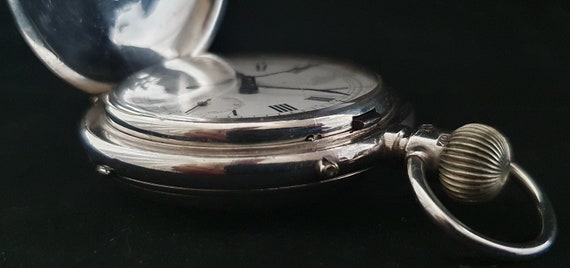 Fine and Rare Full Hunter Silver Chronograph Pock… - image 7