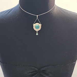Charles Horner Enameled Art Nouveau Silver Pendant and Chain (15 inches or 37cm), Chester, 1910
