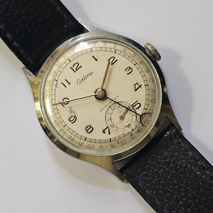 Vintage Certina Pointer Date Armbanduhr, Stahl, gewartet, voll funktionsfähig, ca. 1955