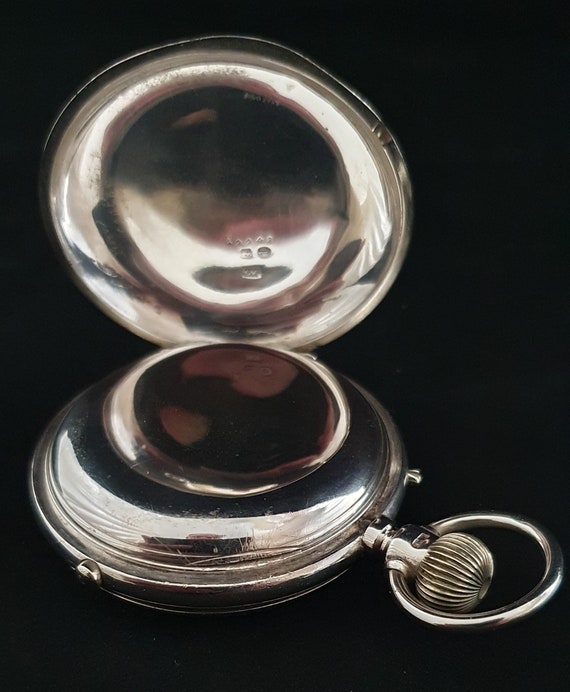 Fine and Rare Full Hunter Silver Chronograph Pock… - image 3