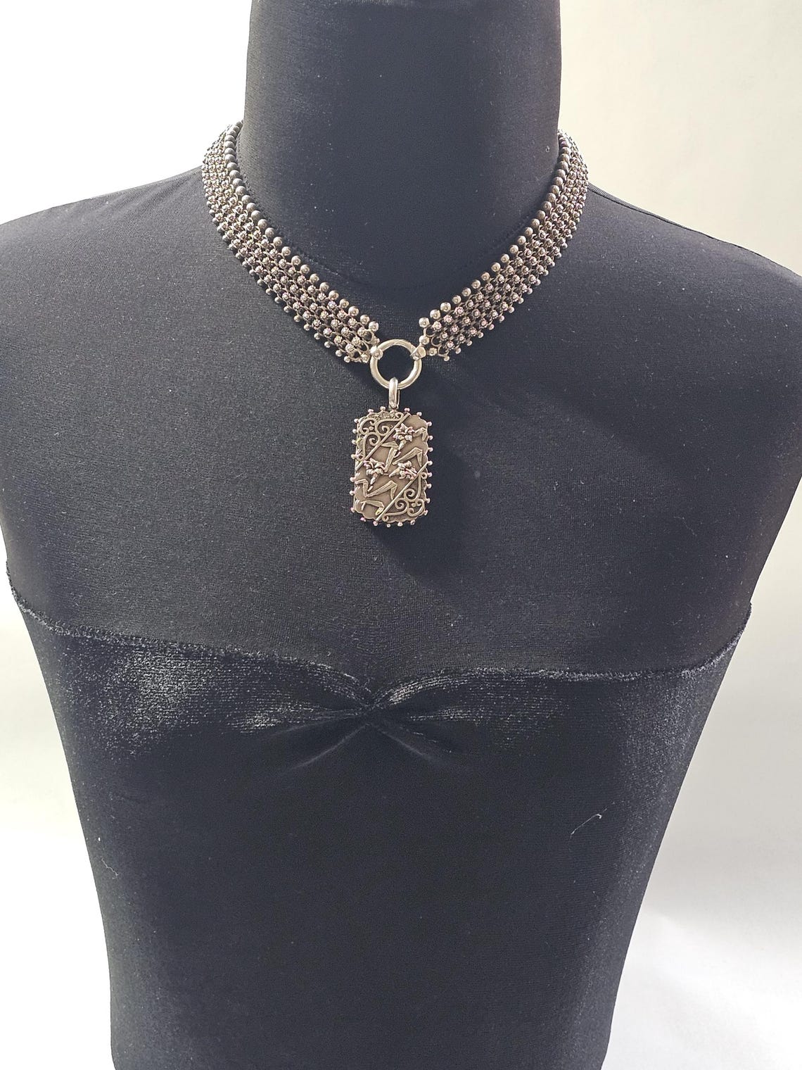 Original 19th Century Victorian Choker and Locket, 18 Inch, 3/4 Inch ...