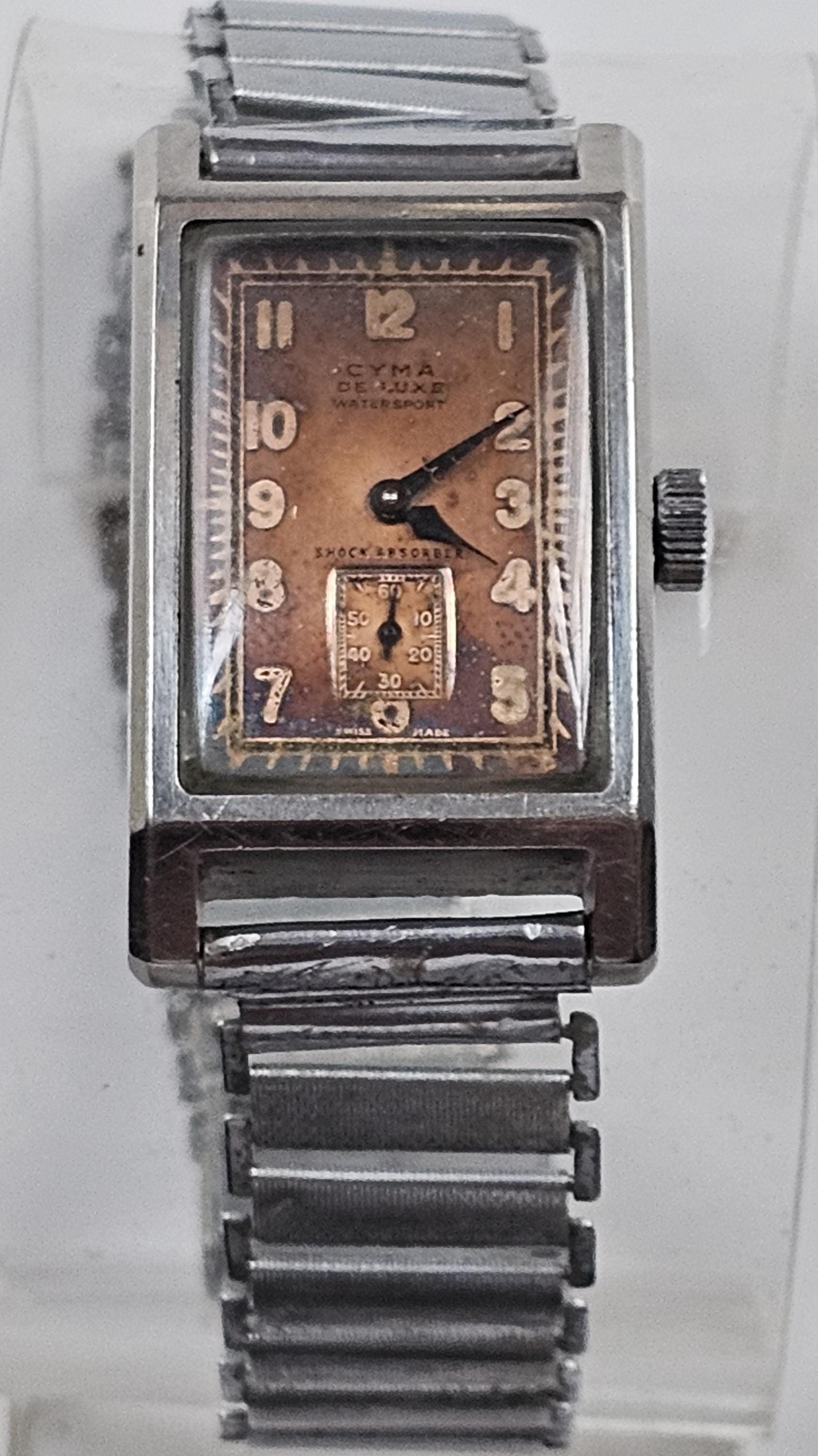 Rare Cyma De Luxe Watersport Tank Wristwatch, Serviced and in Full