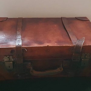 Leren koffer begin 20e eeuw, origineel, opslag, thuiswinkel, display of gebruik, circa 1920