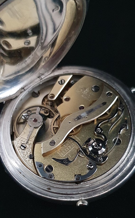 Fine and Rare Full Hunter Silver Chronograph Pock… - image 5