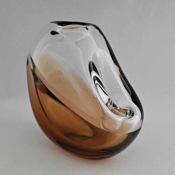 Karel Wünsch Amber and Clear Glass Vase, c. 1975