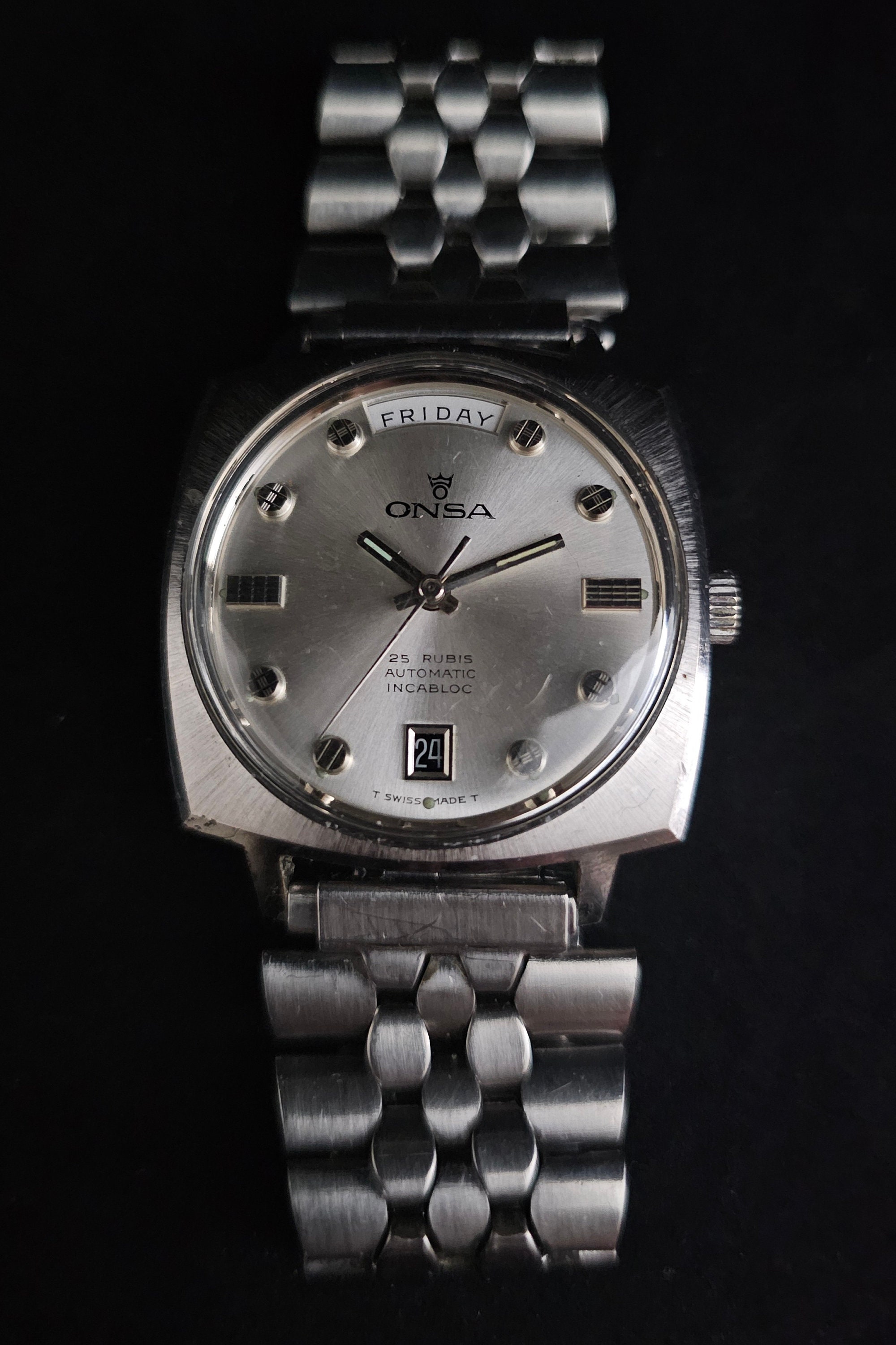 Yahoo!オークション スイスONSA自動巻時計（貴重） -「数字文字