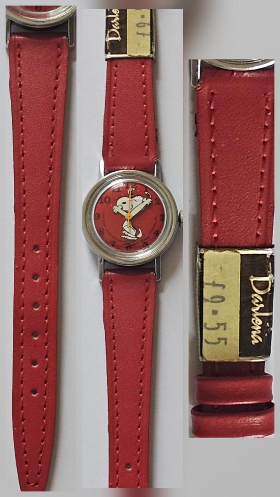 Snoopy Character Wristwatch, Red, 1970s. Serviced and in  display picture 1