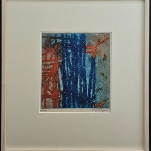 Prova d'artista originale "Nuits d'Eté" Abstract, Adolphe Cieslarczyk, firmato sul davanti, titolato sul retro, incorniciato, 15" x 16,5", circa 1975