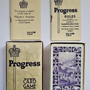 Gioco di carte d'epoca "Progress" di Pepys, circa 1938, completo di scatola originale e regole o libretto di istruzioni