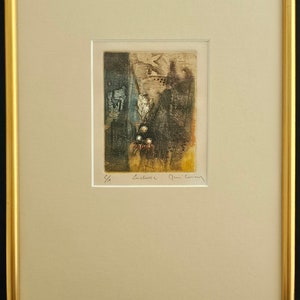 Rene Carcan-ets, "Enclave 2", origineel kunstenaarsbewijs, nieuwe lijst opnieuw gemonteerd met materialen van museumkwaliteit, rijpingsperiode, circa 1975