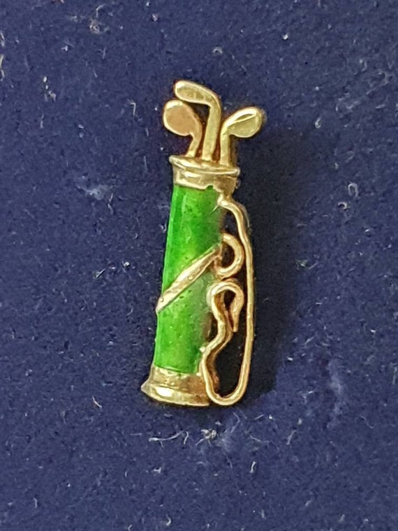 14ct Gold and Enamel Golf Bag Lapel Pin - image 4