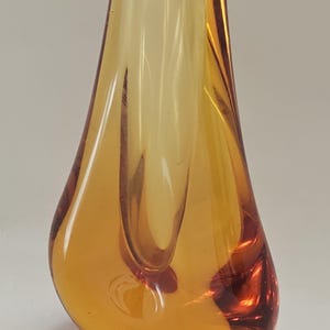 A Whitefriars Hambone Vase, 9656, Orange or Tangerine, Geoffrey Baxter, approx 138mm tall, circa 1969