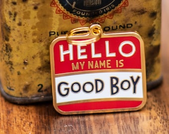 Hello My Name is Good Boy Pet Charm