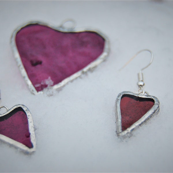 Glass Hearts (earings and necklaces, sets and separates)