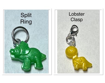 Knitting and Crochet Stitch Marker Holder Lobster Clasp Split Ring Dinosaur Set of 4 Novelty Resin T-Rex Diplodocus Stegosaurus Triceratops