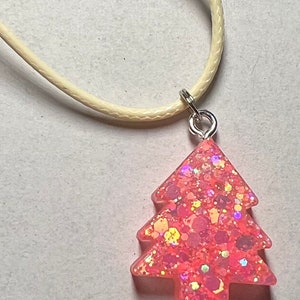 Christmas Tree Resin Cord Necklace Sequins Glitter Secret Santa Stocking Filler Festive Novelty Handmade Free Postage On Two Or More Items image 9