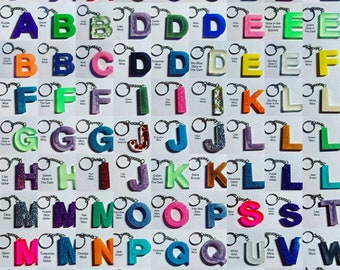 Free Postage On Two Or More Items Resin Alphabet Rainbow Colourful Keyrings Zip Pulls