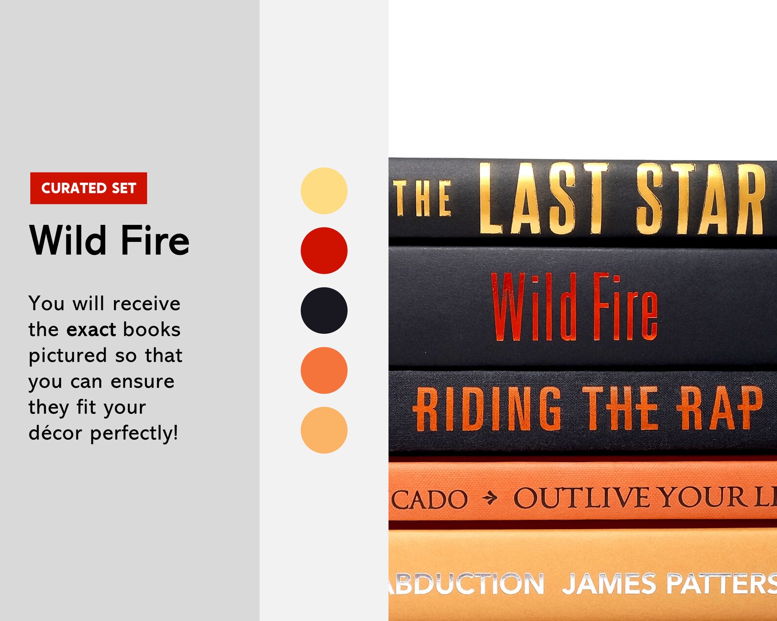 Orange & black decorative books / Modern decor / Staging and Etsy