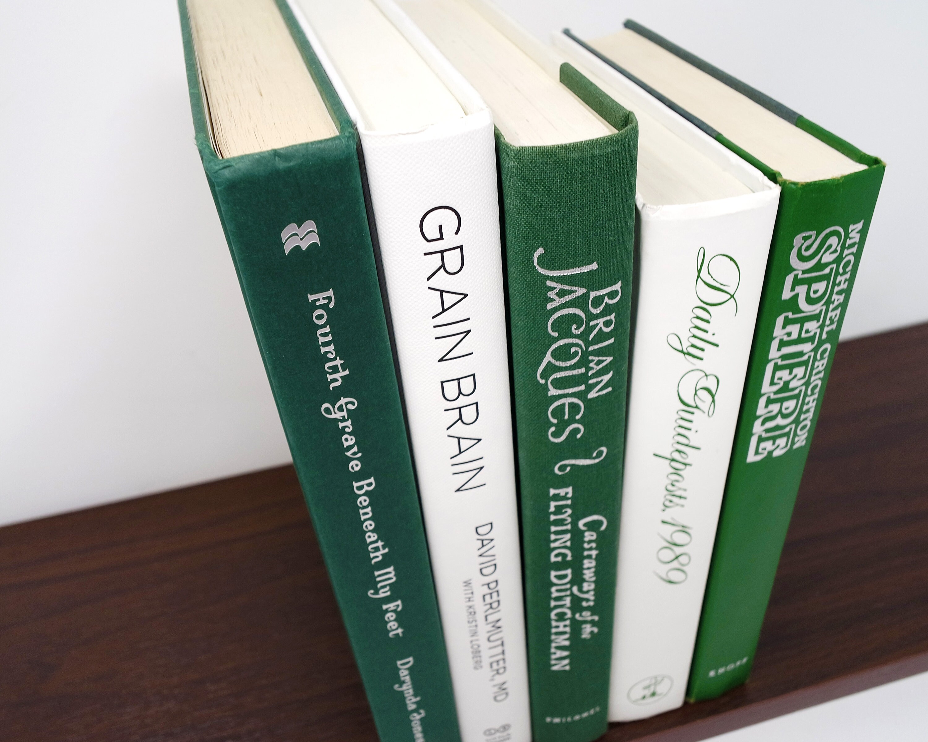 Green & white decorative books / Modern decor / Staging and Etsy