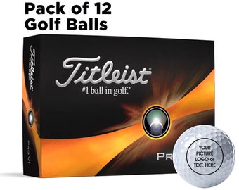 12 New Titleist Pro V1 Custom Design Golf Balls, Pack of 12 personalized golf balls. Add picture, logo or text on golf balls.