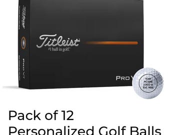 12 New Titleist Pro V1 Custom Design Golf Balls, Pack of 12 personalized golf balls. Add picture, logo or text on golf balls.