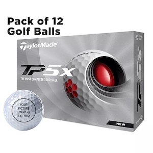 12 New TaylorMade TP5x Custom Design Golf Balls, Pack of 12 personalized golf balls. Add picture, logo or text on golf balls.