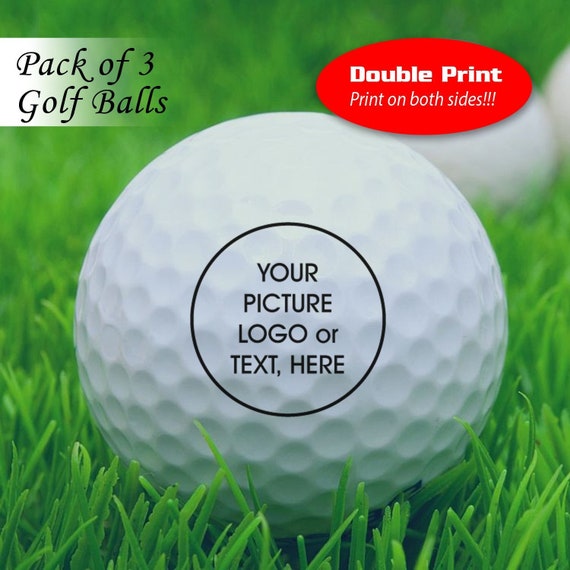 3 Custom Design Golf Balls with Double Print, Pack of 3 personalized golf balls printed on both sides. Add picture, logo or text. Active
