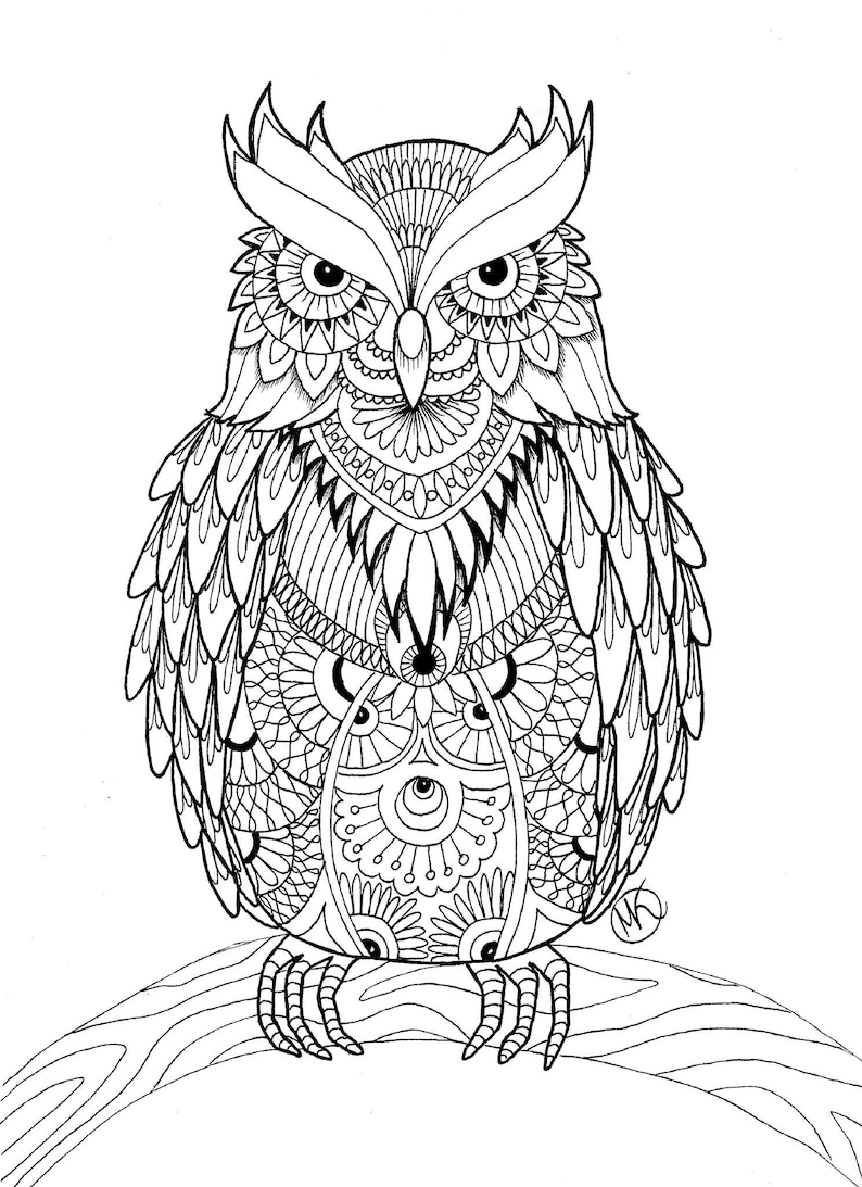 Owl Coloring Page - Etsy
