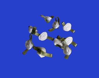 Mini satin rose buds, white or Ivory ,10 in pack