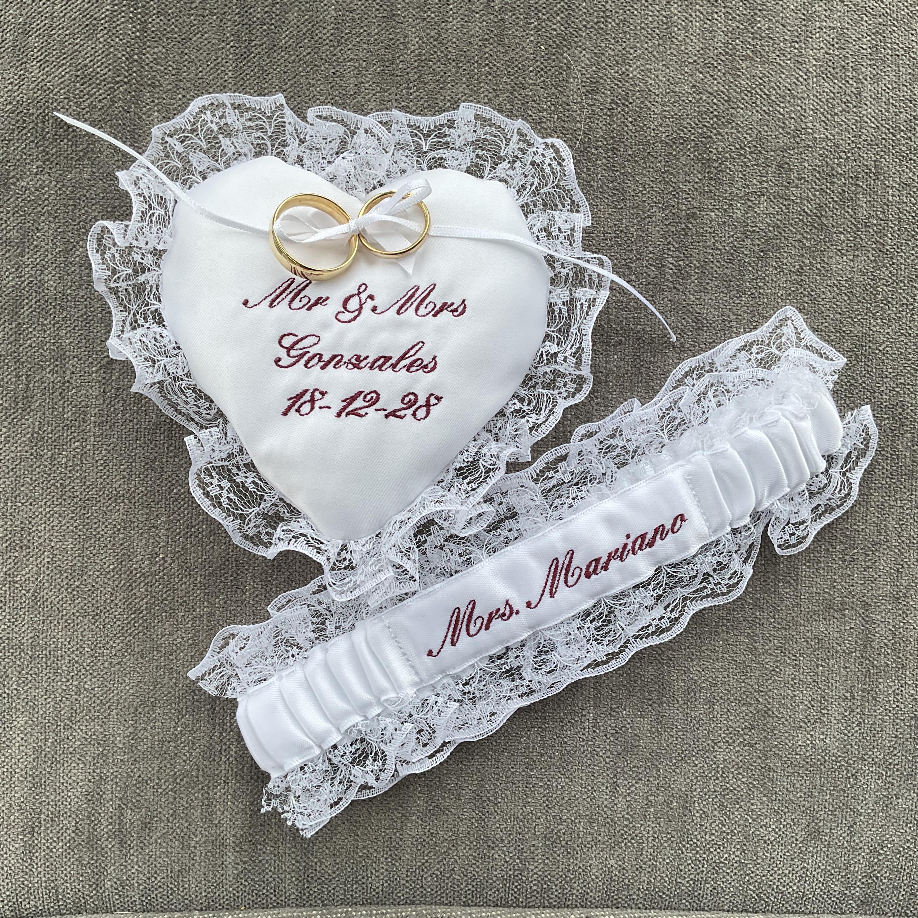 Giarrettiera XXL Per Sposa Rosa Chiaro Con Fiocco E Cuori - Cucitura Argento - Recallinda