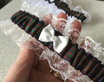 McDonald Tartan Wedding Garter: Scottish Bridal Lace Garter
