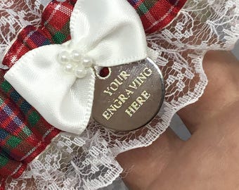 Royal Stewart Tartan Wedding Garter: Scottish Lace Bridal Garter personalised.