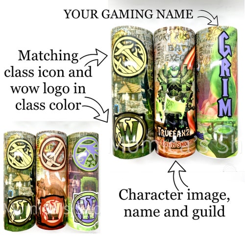 Vaso personalizado de World of Warcraft. Vaya regalo personalizado. Vaso de personajes. Taza Wow personalizada. Botín de juego. Regalo para él. Regalo para ella.
