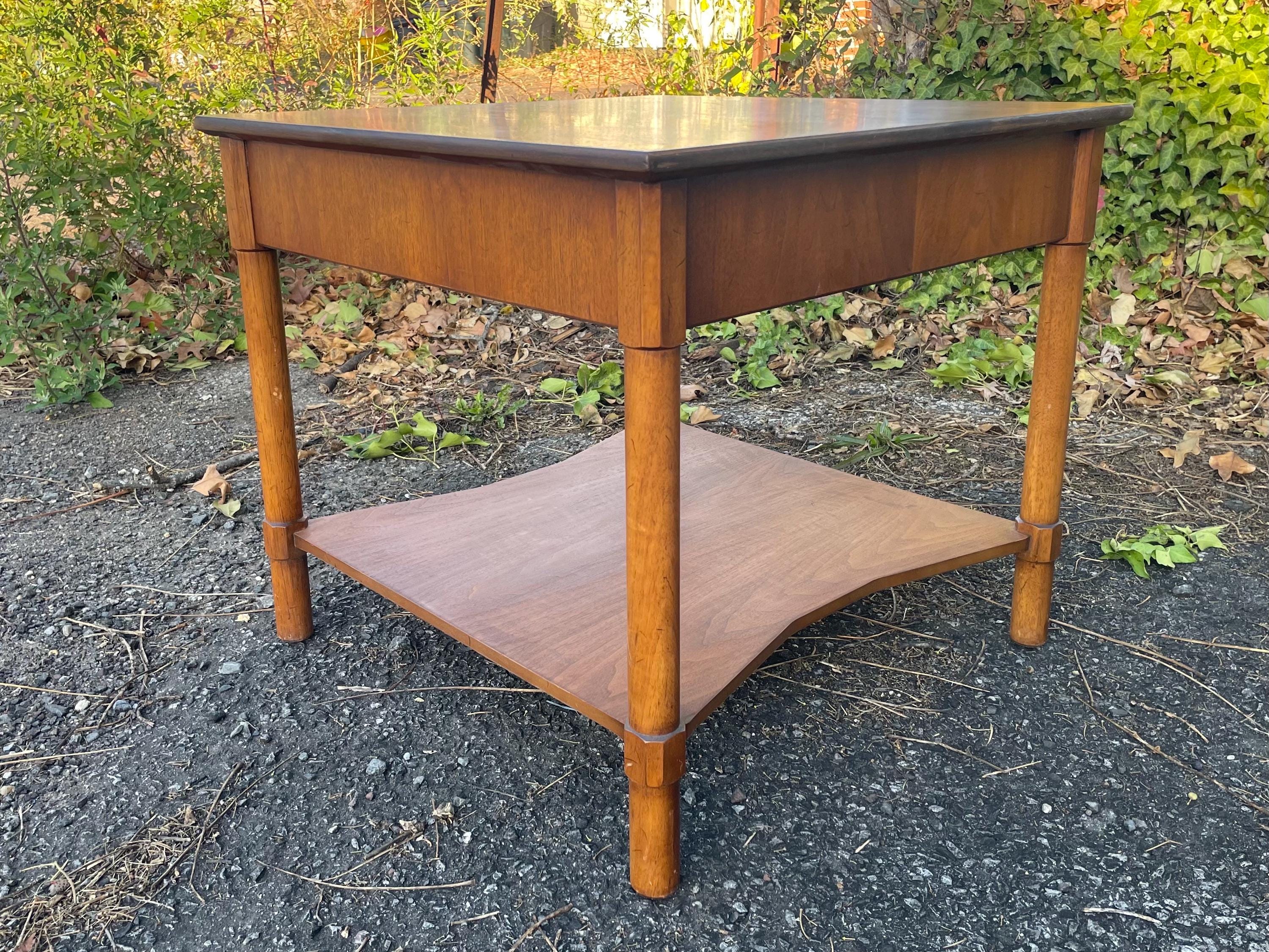 Henredon Circa 70 Walnut 2-tier Side Table With Drawer - Etsy