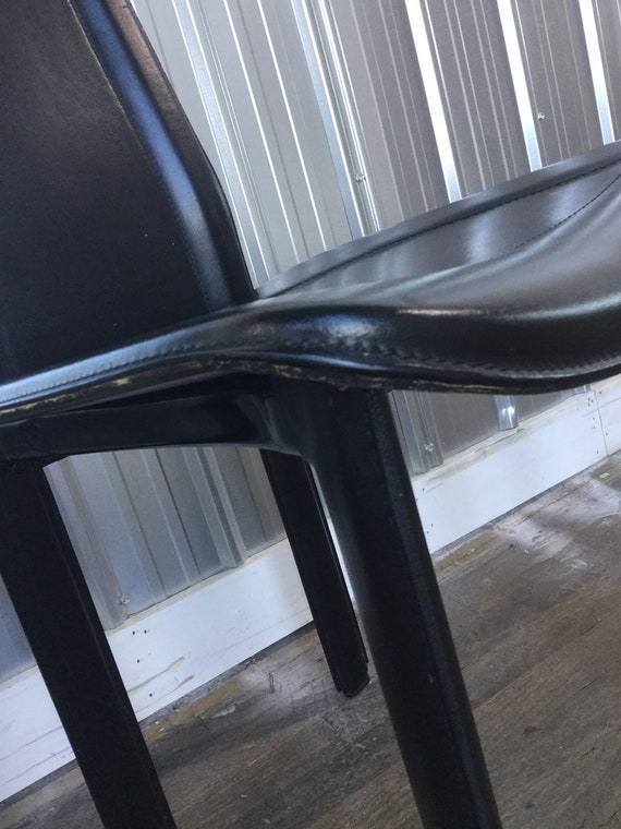 Modern Italian Black Leather Dining Chairs By Artedi Set Of Etsy