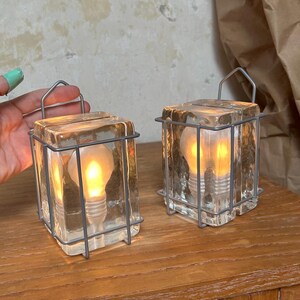 Uncommon Caged Frozen Light Bulb Block Lamps by Harri Koskinen for Design House Stockholm - A Pair