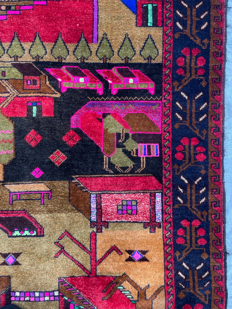 Vintage Baluchi Soviet Era Afghan Pictorial War Rug - Etsy