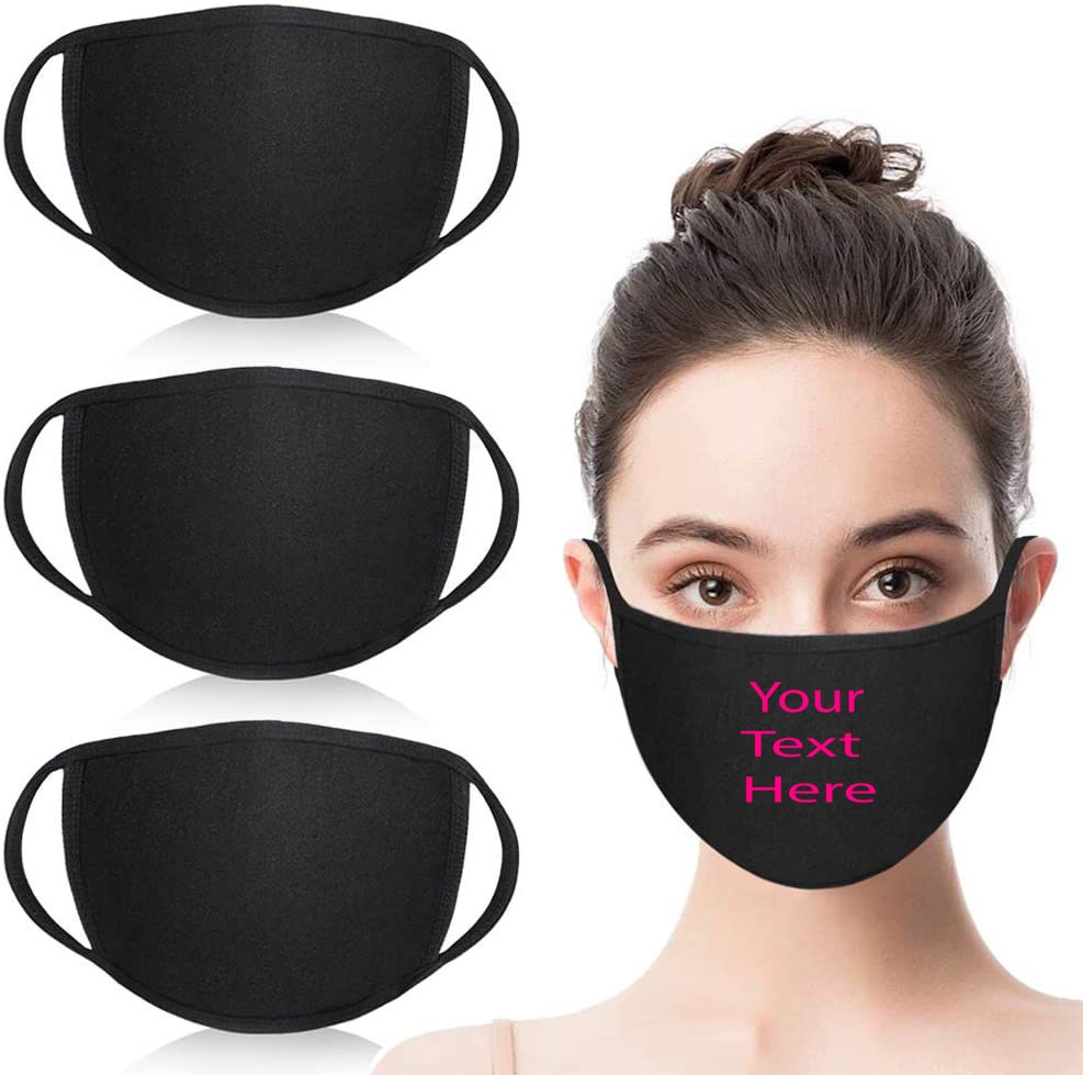 Your Custom Text, REUSABLE, BREATHABLE Washable Black/White face mask…