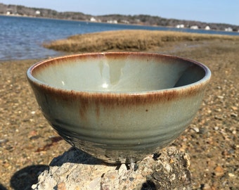 Gray-blue stoneware pottery bowl