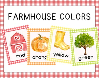 Farmhouse Color Posters, classroom decor, back to school, school decor, primary school, vintage, farmhouse, watercolor