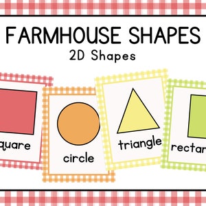 Farmhouse Shape Posters, 2D shapes, farmhouse, school decor, classroom decor, back to school, vintage, watercolor, shapes