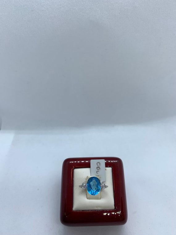 14Karat White Gold Blue Topaz Ring Engagement Ring Wedding | Etsy