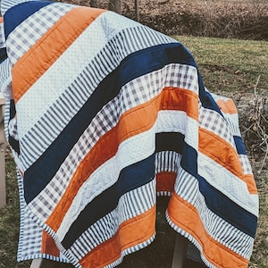 Striped Quilt in Earth Tones, Modern Quilt