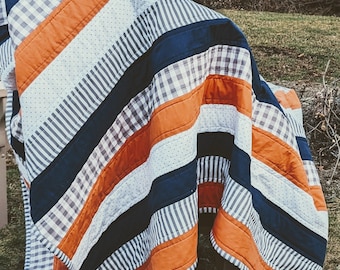 Striped Quilt in Earth Tones, Modern Quilt