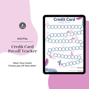 Rastreador de pagos de tarjetas de crédito, Rastreador libre de deudas, Libre de deudas, Descarga digital, PDF, PNG, GoodNotes