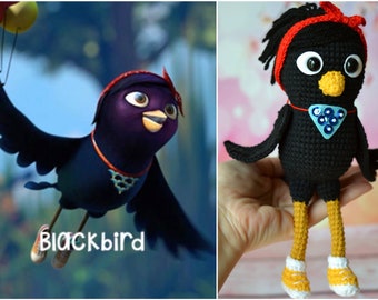 Sia Blackbird Beat Bugs Black Bird Amigurumi toy Stuffed bird Plush bird toy gift for bird lovers