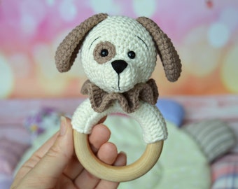 Rattle Dog,Crochet rattle,Baby Shower gift,Newborn gift,Baby's First Toy,Crochet dog